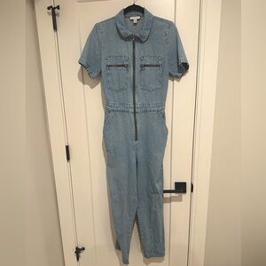 TOPSHOP zip front denim jumpsuit